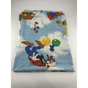 Vintage Mickey Mouse Gang Flat Sheet Goofy 88 x 65 Multicolor Bedroom Disney
